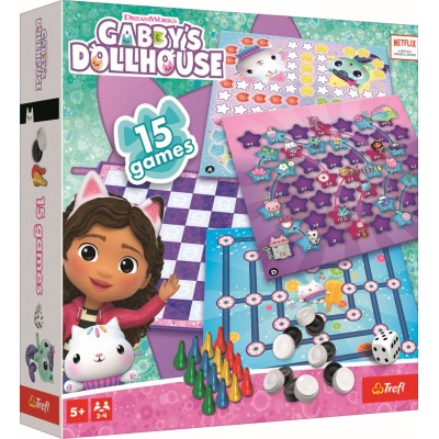 Trefl gabbys dollhouse set 15 jocuri clasice