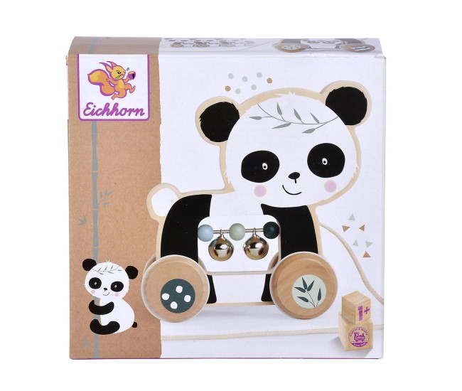 Eichhorn jucarie de tras ursulet panda de lemn 15cm