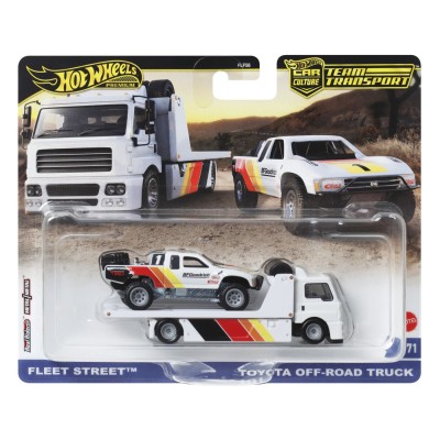 Hot wheels transportator fleet street cu masinuta toyota off road truck scara 1:64