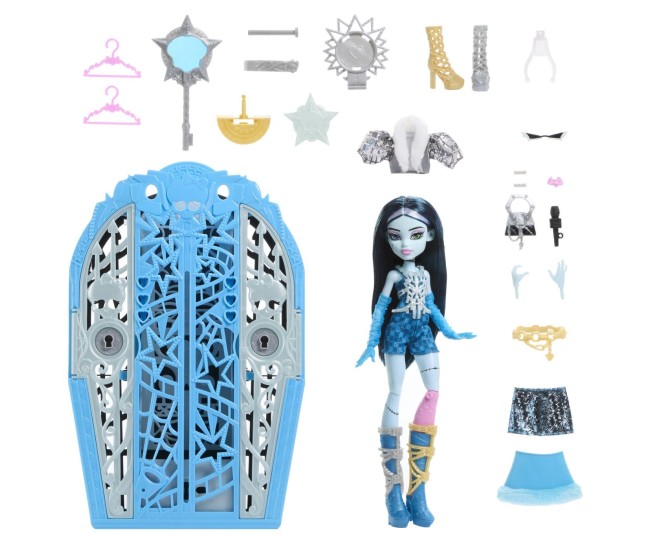 Monster high papusa frankiestein cu dulap revelator si accesorii