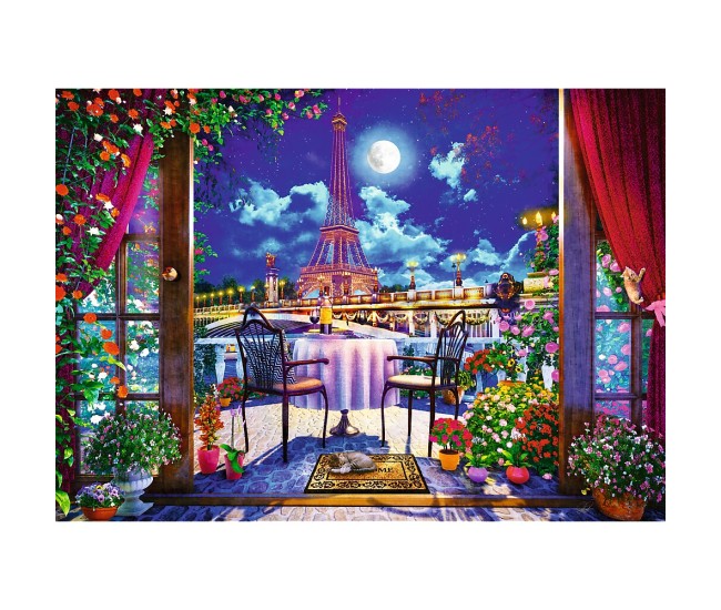 Puzzle trefl 1000 premium plus tea time parisul in lumina lunii Puzzle trefl 1000 premium plus tea time parisul in lumina lunii