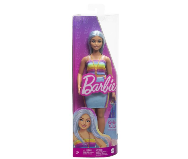 Papusa barbie fashionista cu par albastru platinat si top sport Papusa barbie fashionista cu par albastru platinat si top sport