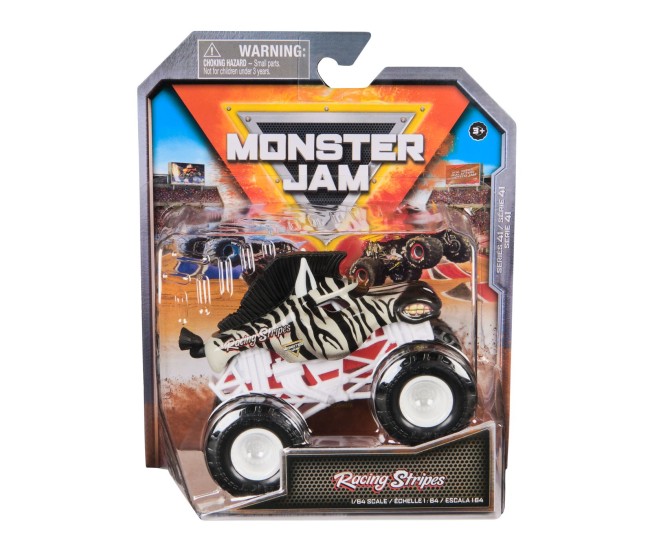 Monster jam masinuta metalica racing stripes scara 1 la 64 Monster jam masinuta metalica racing stripes scara 1 la 64