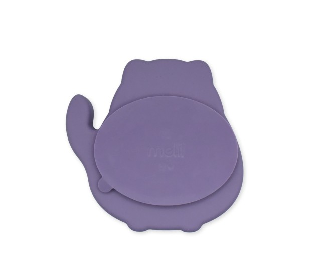 Farfurie compartimentata din silicon cu ventuza, melii, pisica