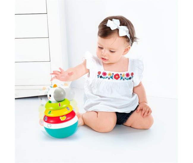 Hopa mitica roly poly unicorn cu inele pentru stivuit