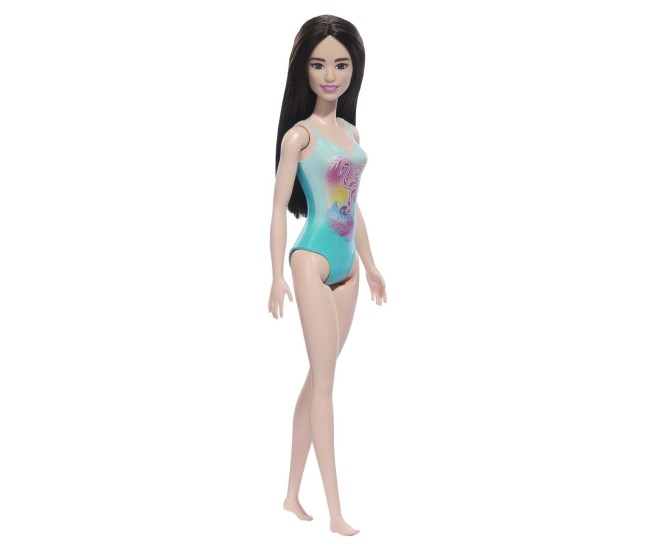 Papusa barbie bruneta cu costum de baie albastru Papusa barbie bruneta cu costum de baie albastru
