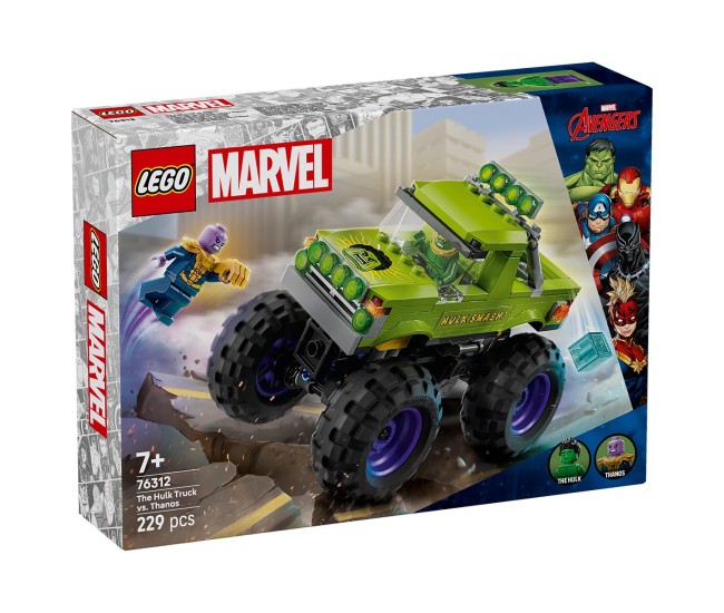 Lego super heroes hulk in vehicul de teren contra lui thanos 76312