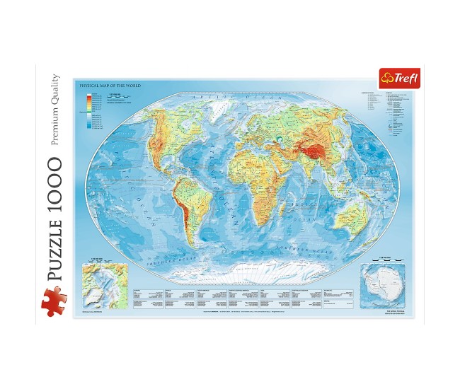 Puzzle trefl 1000 harta fizica a lumii Puzzle trefl 1000 harta fizica a lumii