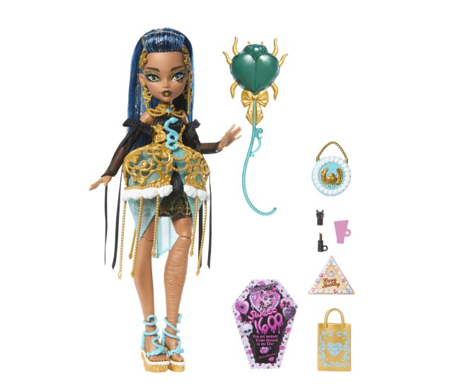 Monster high ziua de nastere dulce si infricosatoare papusa cleo de nile cu accesorii