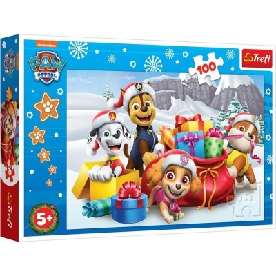 Puzzle trefl 100 piese patrula catelusilor craciunul alaturi de patrula