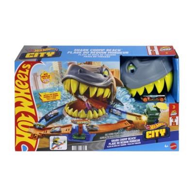 Hot wheels city pista de curse plaja rechinului chomp cu masinuta inclusa Hot wheels city pista de curse plaja rechinului chomp cu masinuta inclusa
