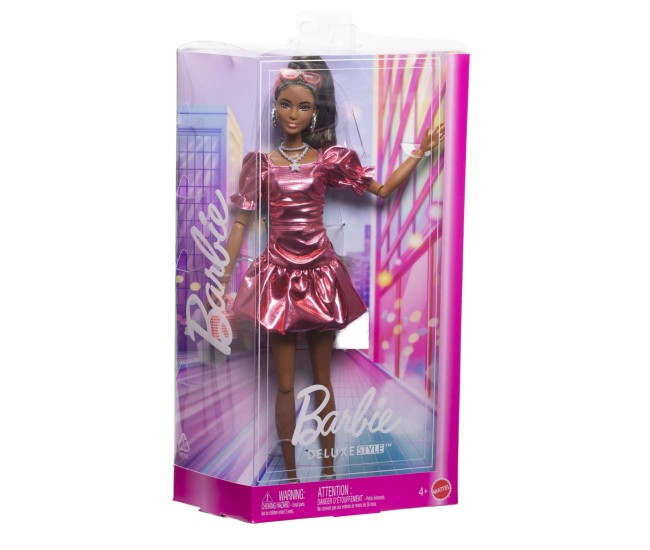 Barbie deluxe style papusa barbie rochie roz metalizat coral Barbie deluxe style papusa barbie rochie roz metalizat coral