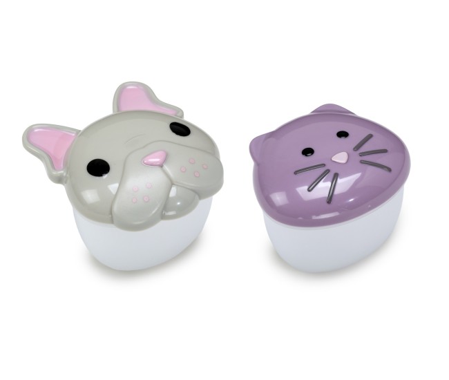 Set 2 recipiente hrana bebe, melii, model bulldog&cat