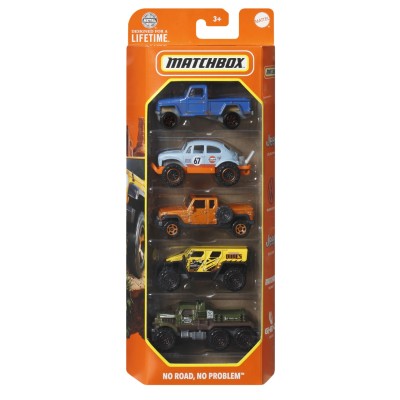 Matchbox set 5 masinute metalice mbx no road no problem scara 1:64