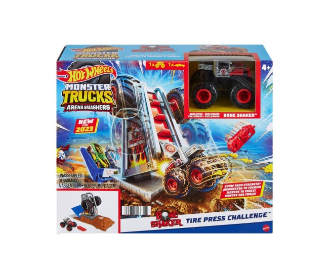 Hot wheels monster trucks entry challenge arena smashers provocarea tire press Hot wheels monster trucks entry challenge arena smashers provocarea tire press