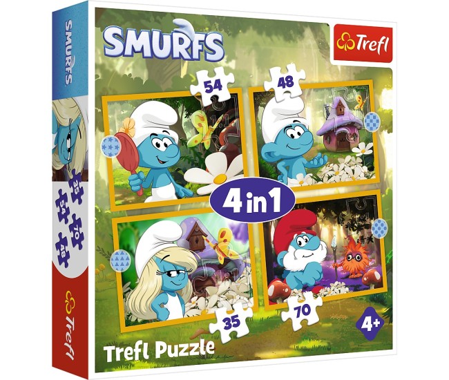 Puzzle trefl 4in1 strumfii viata in satul strumfilor Puzzle trefl 4in1 strumfii viata in satul strumfilor