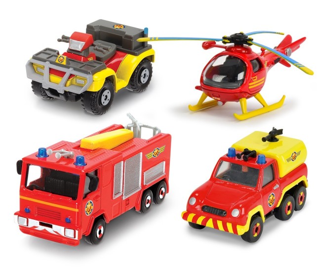 Pompierul sam set 4 vehicule din metal cu elicopter scara 1:64 Pompierul sam set 4 vehicule din metal cu elicopter scara 1:64
