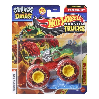 Hot wheels monster truck sharks vs dinos masinuta rageasaur echipa dino scara 1 la 64