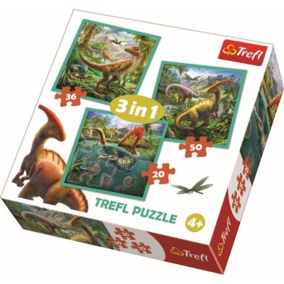 Puzzle trefl 3in1 lumea extraordinara a dinozaurilor
