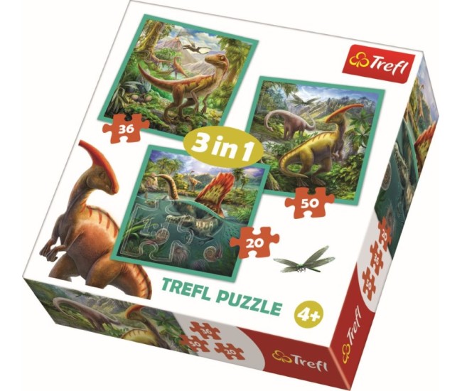Puzzle trefl 3in1 lumea extraordinara a dinozaurilor Puzzle trefl 3in1 lumea extraordinara a dinozaurilor