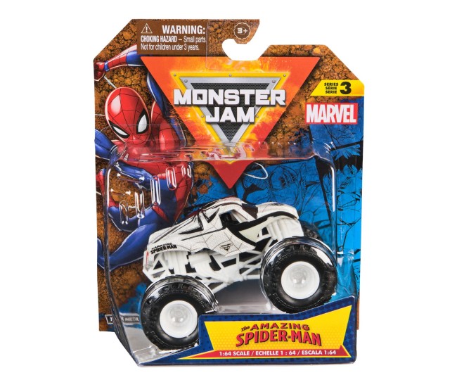 Monster jam marvel camion gigant amazing spider man rosu scara 1 la 64 Monster jam marvel camion gigant amazing spider man rosu scara 1 la 64