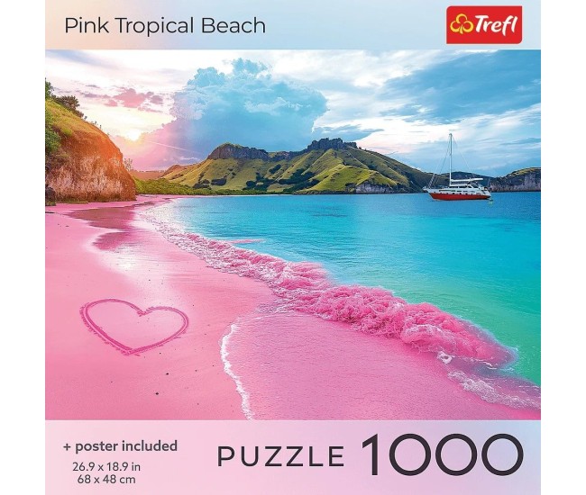 Puzzle trefl 1000 colectia sua plaja tropicala roz poster inclus Puzzle trefl 1000 colectia sua plaja tropicala roz poster inclus