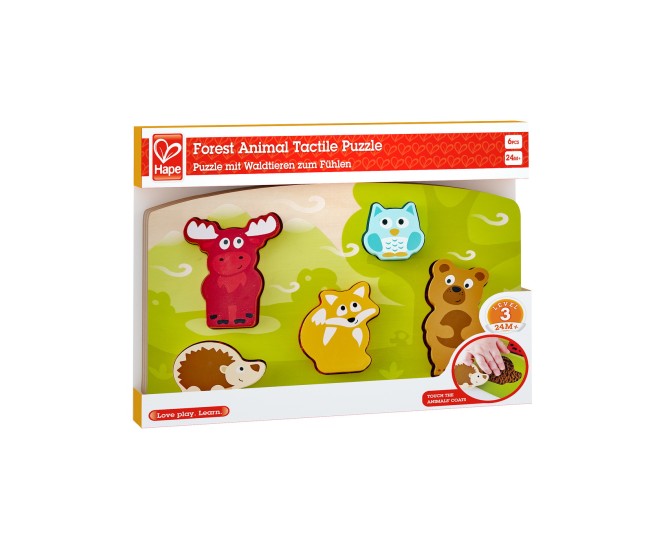 Hape puzlle tactil - animalele din padure Hape puzlle tactil - animalele din padure