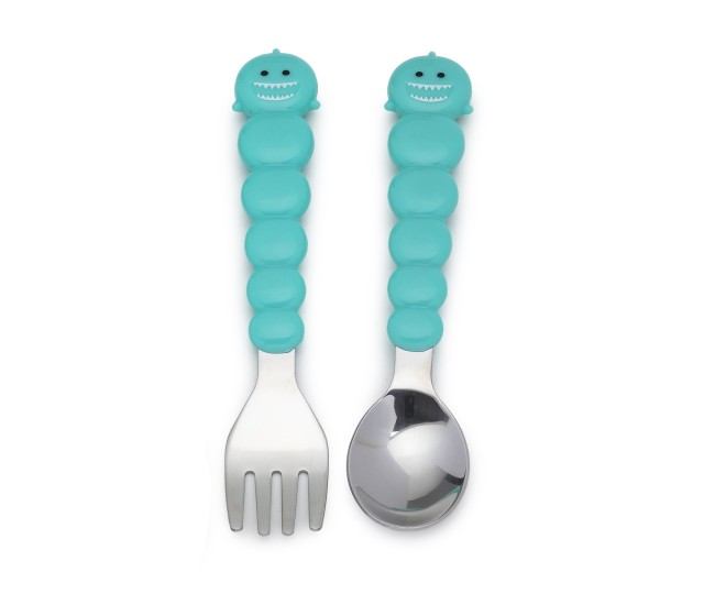 Castronel silicon cu capac si tacamuri, melii, model rechin