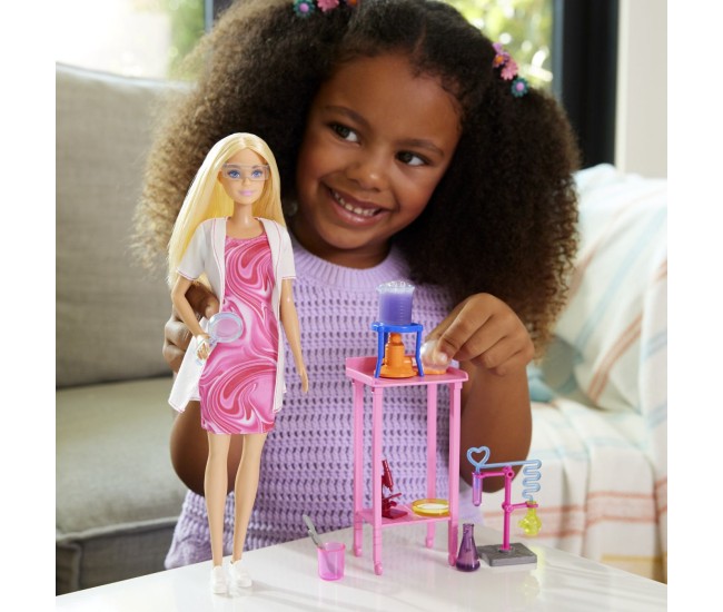 Barbie set de joaca papusa barbie face cariera om de stiinta