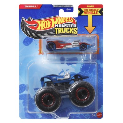 Hot wheels monster truck si masinuta metalica twin mill