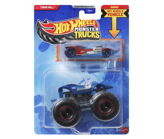 Hot wheels monster truck si masinuta metalica twin mill