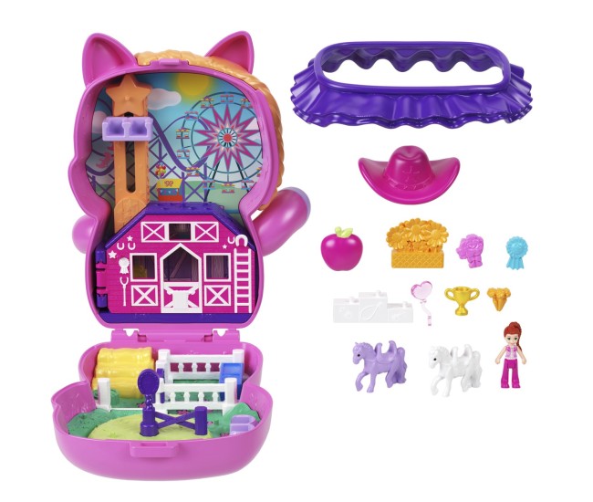 Polly pocket set gentuta animalut ponei la rodeo cu accesorii Polly pocket set gentuta animalut ponei la rodeo cu accesorii