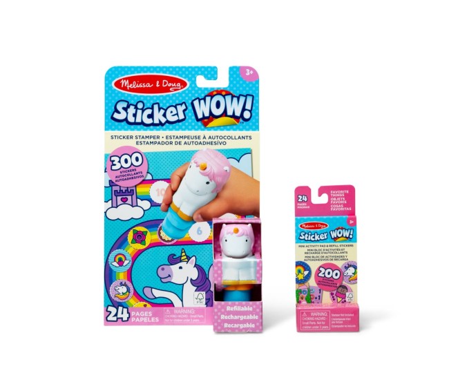 Melissa and doug sticker wow set de joaca autocolante si stampila unicorn