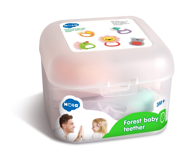 Set 5 jucarii pentru dentitie in cutie forest baby Set 5 jucarii pentru dentitie in cutie forest baby