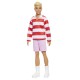 Barbie fashionistas papusa ken blond cu bluza polo dungi rosii albe