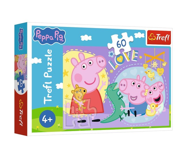 Puzzle trefl 60 peppa pig purcelusul fericit peppa