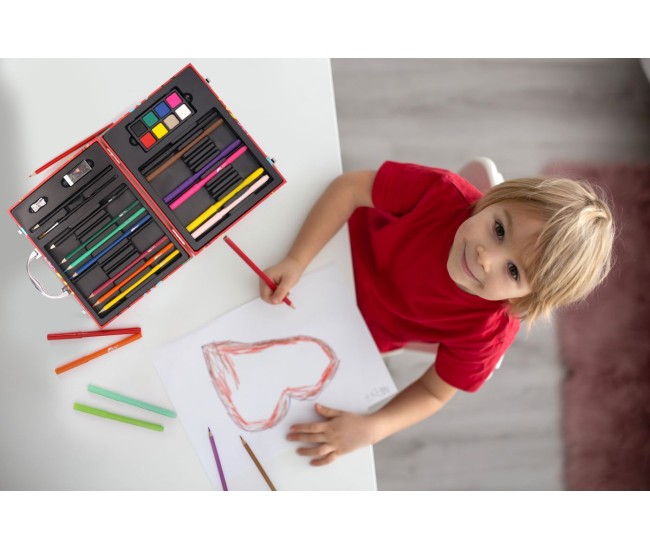 Happi hobbi art case set de desen deluxe cu 50 de accesorii lumea mea