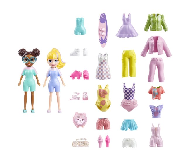Polly pocket set 2 papusi si accesorii 20 piese Polly pocket set 2 papusi si accesorii 20 piese