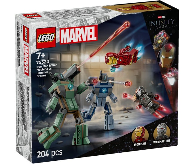 Lego marvel iron man si war machine vs dronele hammer 76320
