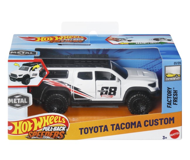 Hot wheels masinuta metalica cu sistem pull back toyota tacoma custom factory fresh scara 1:43