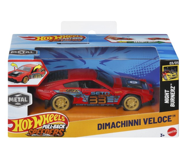 Hot wheels masinuta metalica cu sistem pull back dimachinni veloce night burnerz scara 1:43 Hot wheels masinuta metalica cu sistem pull back dimachinni veloce night burnerz scara 1:43