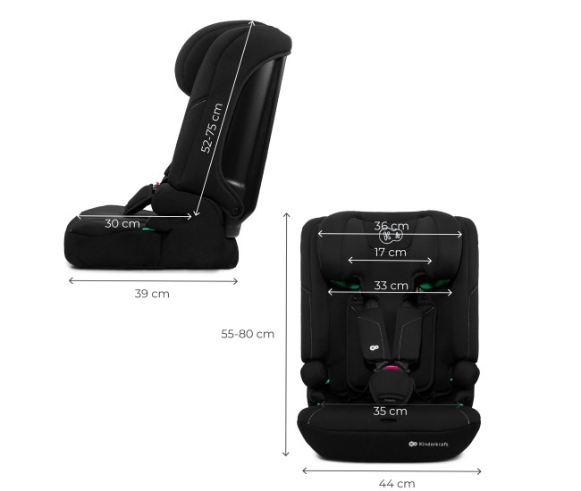 Scaun auto kinderkraft comfy 75-150 cm, black Scaun auto kinderkraft comfy 75-150 cm, black