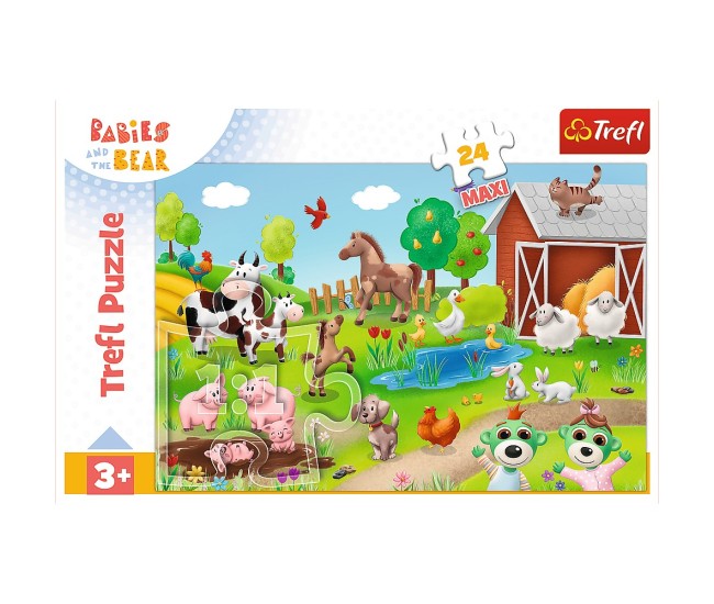 Puzzle trefl 24 maxi babies and the bear animale la ferma Puzzle trefl 24 maxi babies and the bear animale la ferma