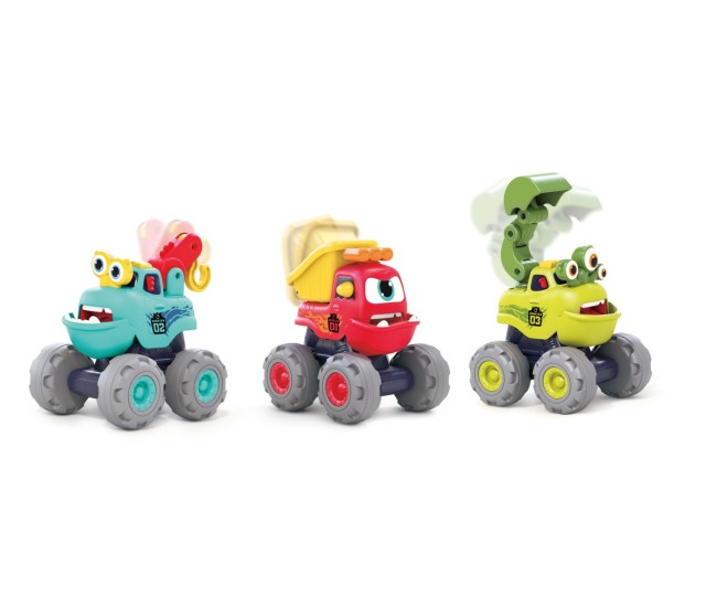 Set 3 masinute de constructie monstruletii amuzanti cu frictiune