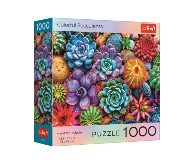 Puzzle trefl 1000 suculente colorate cu poster inclus Puzzle trefl 1000 suculente colorate cu poster inclus