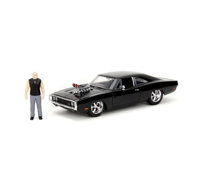 Jada fast and furious set figurina dom si masinuta metalica dodge charger 1970 scara 1 la 24 Jada fast and furious set figurina dom si masinuta metalica dodge charger 1970 scara 1 la 24