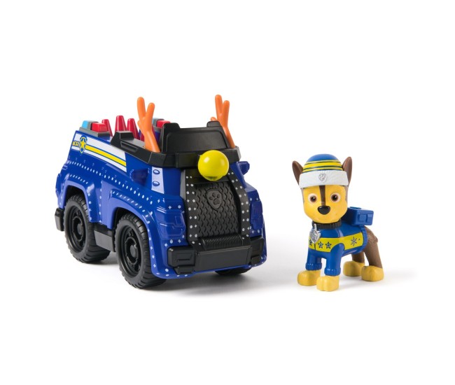 Patrula catelusilor vehicul si figurina chase cu accesorii de craciun Patrula catelusilor vehicul si figurina chase cu accesorii de craciun