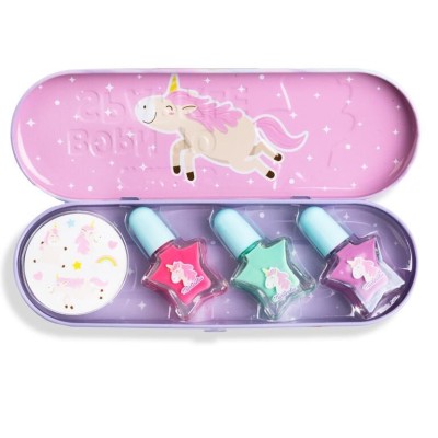 Martinelia little unicorn set 3 lacuri de unghii si stickers in cutie metalica