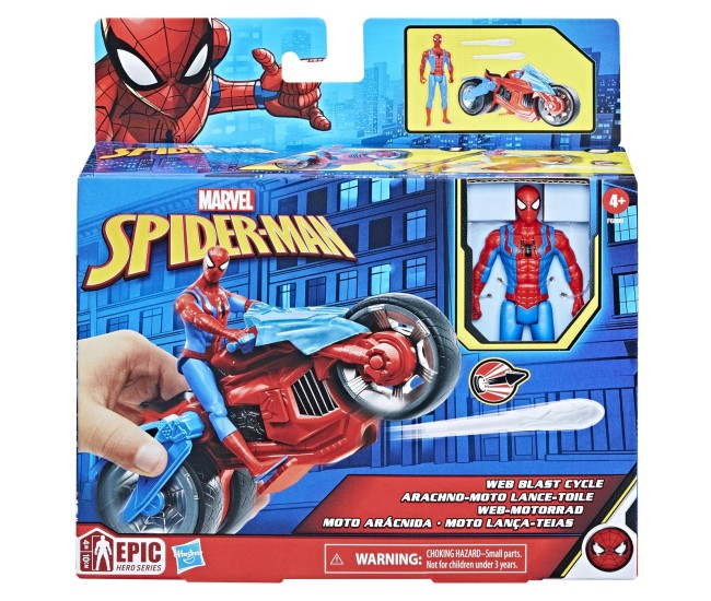 Spiderman set figurina si vehicul web blast cycle Spiderman set figurina si vehicul web blast cycle
