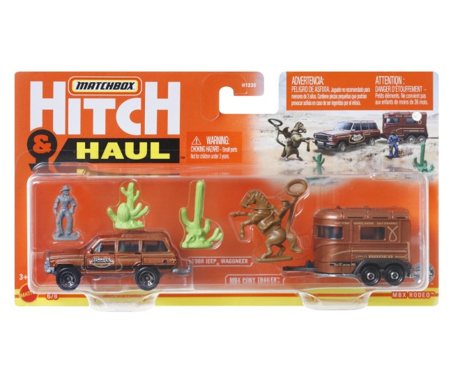 Matchbox hitch&haul set 2 vehicule mbx rodeo 1988 jeep wagoneer mbx pony trailer scara 1:64 Matchbox hitch&haul set 2 vehicule mbx rodeo 1988 jeep wagoneer mbx pony trailer scara 1:64